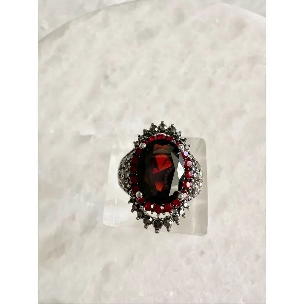 Gothic style dark red cocktail ring size 9